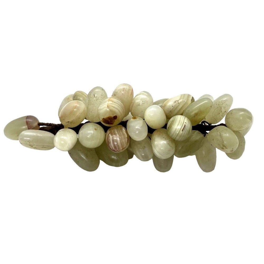 Alabaster Marble Stone Green Grape Cluster With Stem MCM Vintage 9"